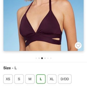 NWT! Large Burgundy Faux Wrap Bikini Top Kona Sol